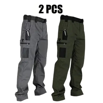 Men's Solid Color Tactical Work Pants,230g/m² new fabric，with Multiple Pockets and Zipper Closures