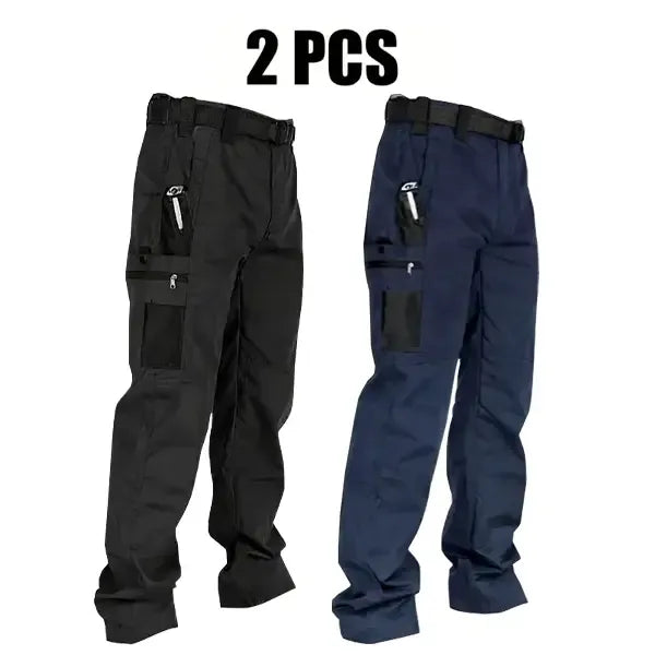 Men's Solid Color Tactical Work Pants,230g/m² new fabric，with Multiple Pockets and Zipper Closures