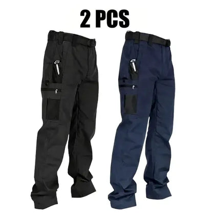 Men's Solid Color Tactical Work Pants,230g/m² new fabric，with Multiple Pockets and Zipper Closures
