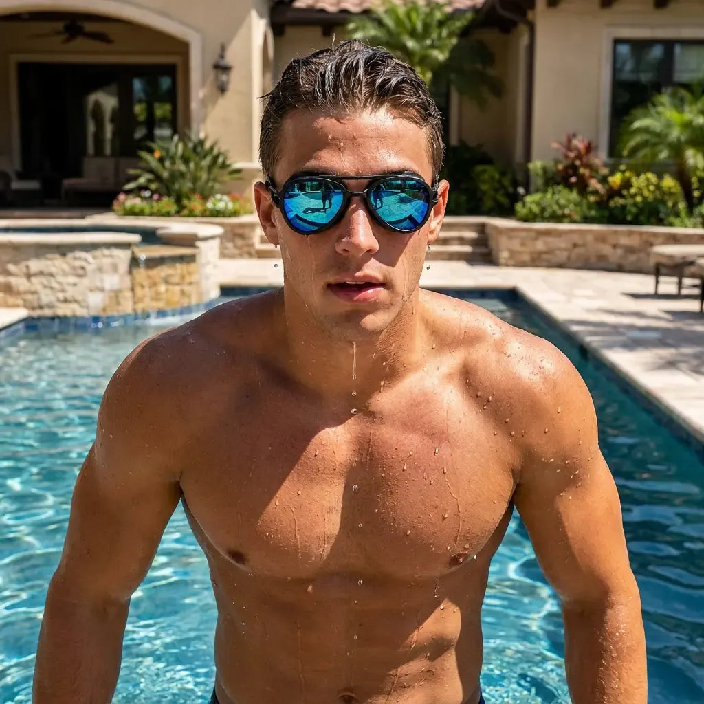 2-in-1 Waterproof Swim Goggles with Sunglasses Function