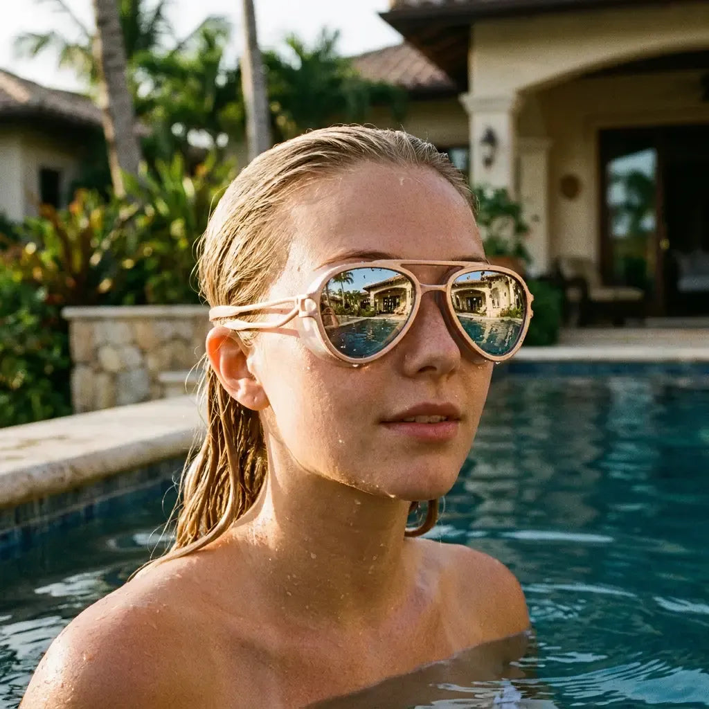 2-in-1 Waterproof Swim Goggles with Sunglasses Function