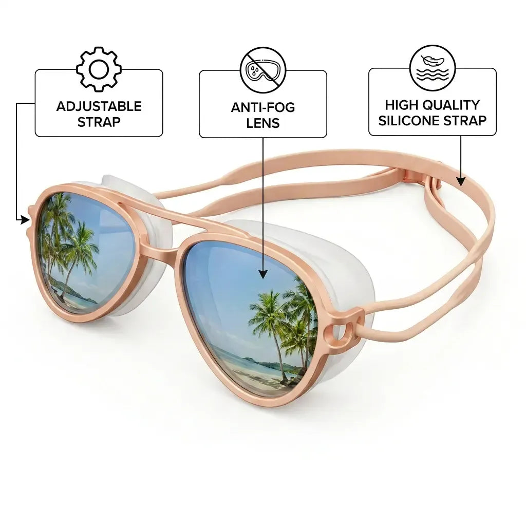 2-in-1 Waterproof Swim Goggles with Sunglasses Function