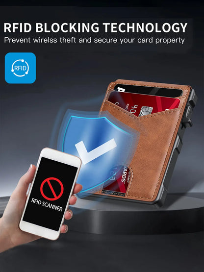 Minimalist Men’s Slim Wallet: 9 - 13 Cards, Money Clip, ID Window.