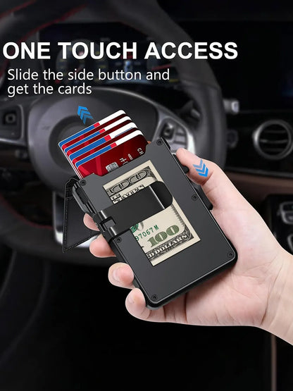 Minimalist Men’s Slim Wallet: 9 - 13 Cards, Money Clip, ID Window.