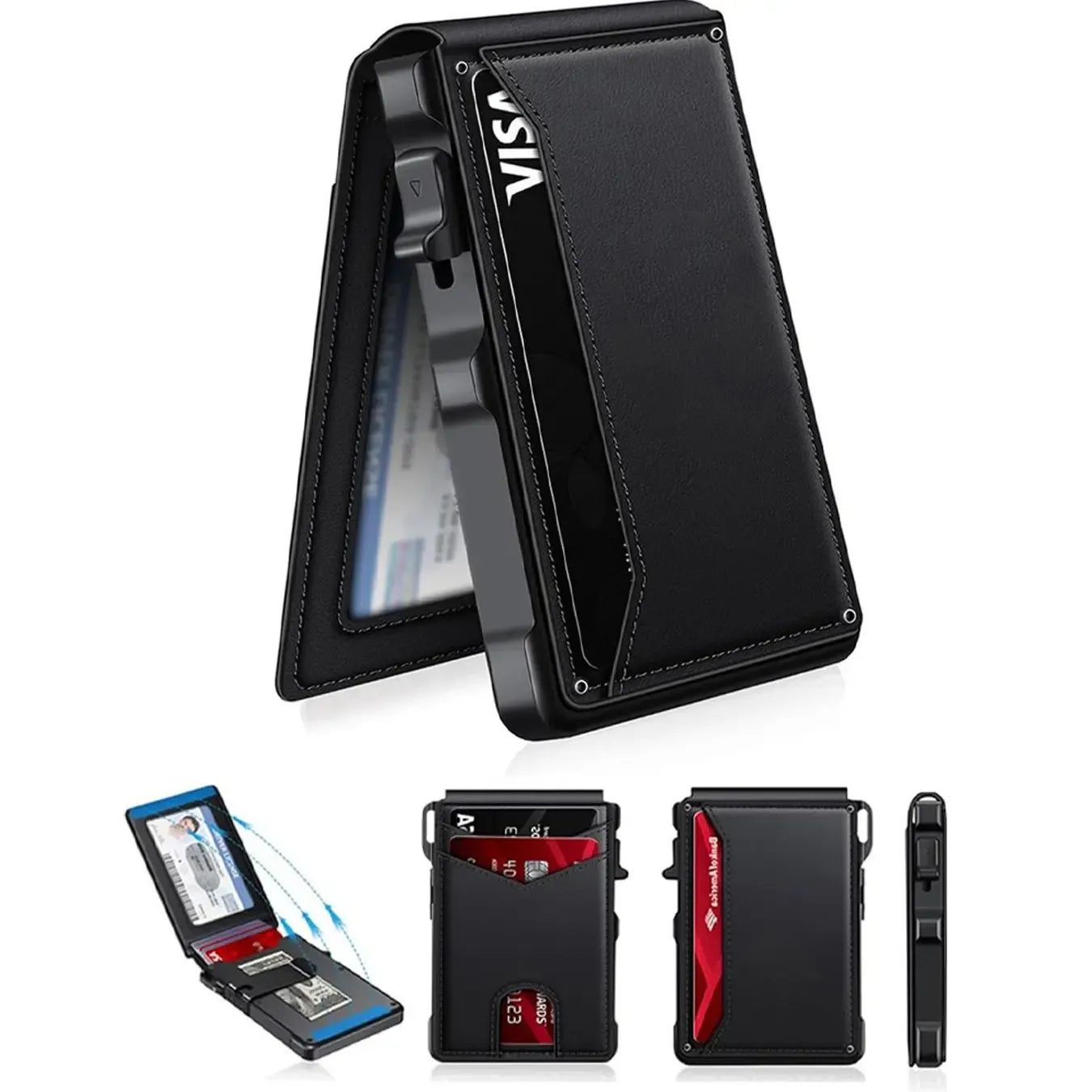 Minimalist Men’s Slim Wallet: 9 - 13 Cards, Money Clip, ID Window.