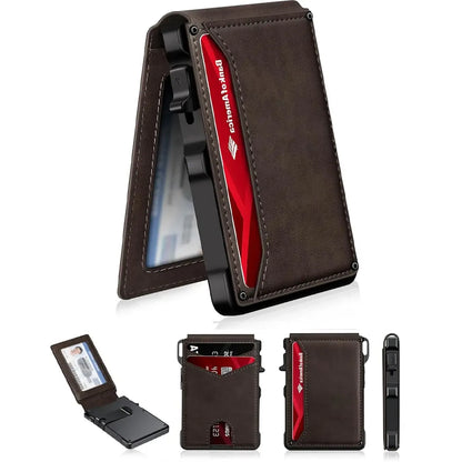 Minimalist Men’s Slim Wallet: 9 - 13 Cards, Money Clip, ID Window.