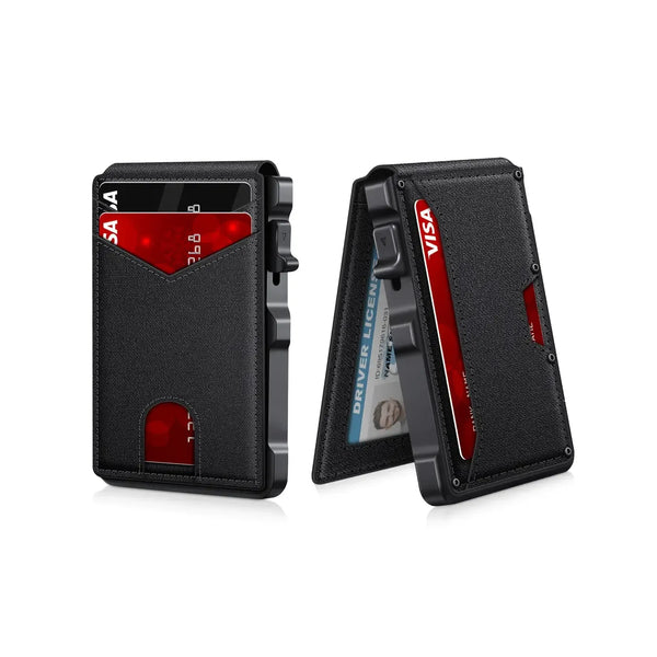 Minimalist Men’s Slim Wallet: 9 - 13 Cards, Money Clip, ID Window.