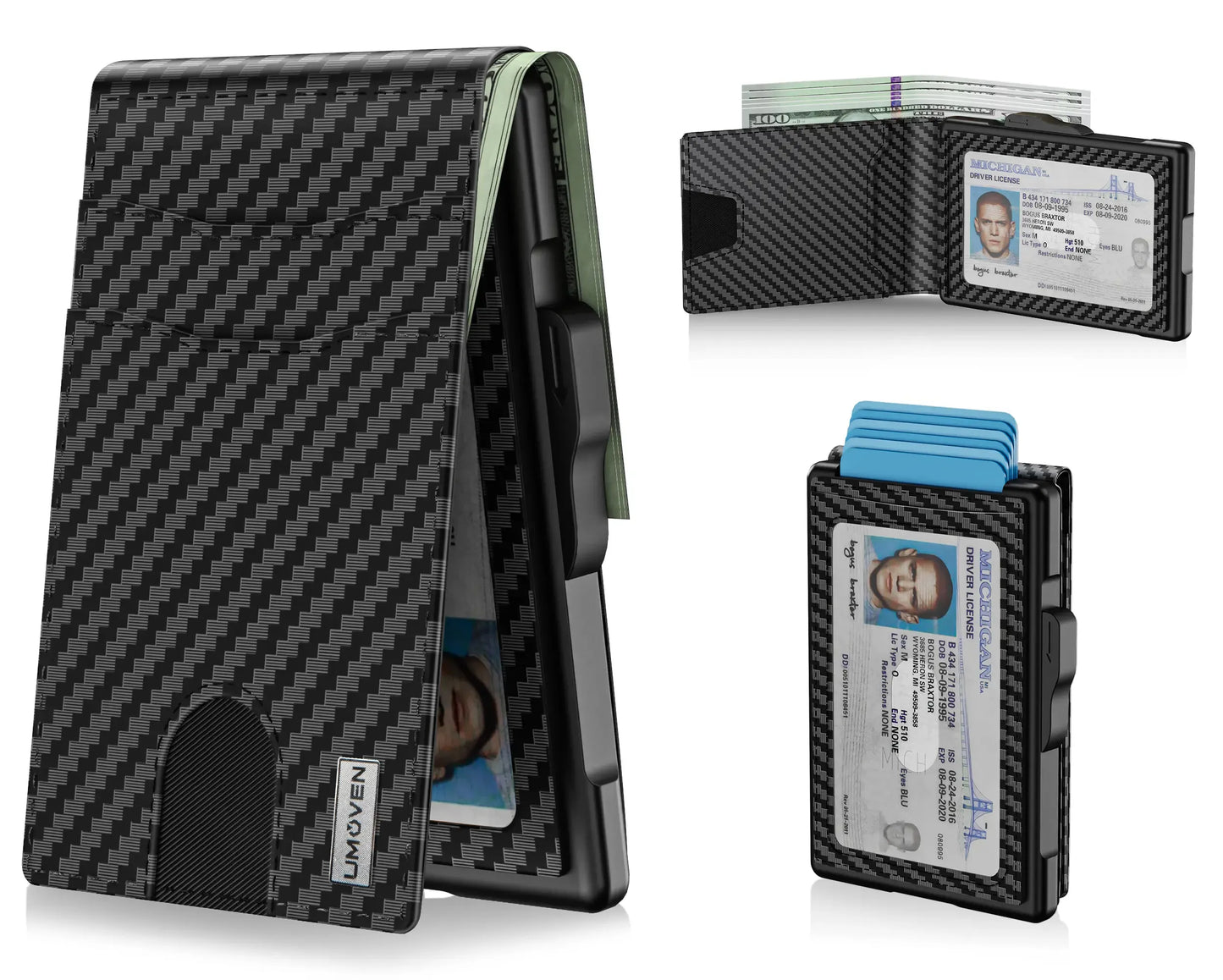 Wallet for Men - Pop Up Case, Cash Slot, and Credit Card Slot - Aluminum Wallet with RFID Blocking