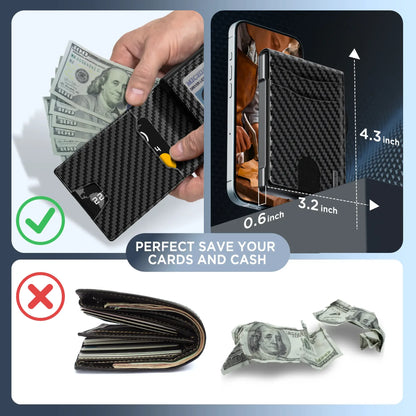 Wallet for Men - Pop Up Case, Cash Slot, and Credit Card Slot - Aluminum Wallet with RFID Blocking