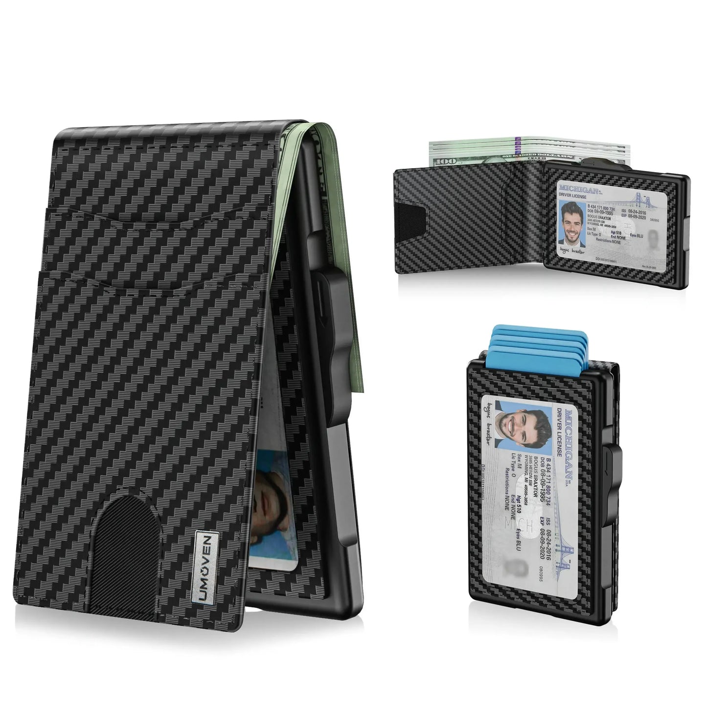 Wallet for Men - Pop Up Case, Cash Slot, and Credit Card Slot - Aluminum Wallet with RFID Blocking