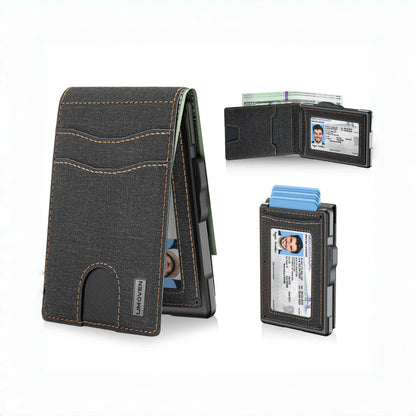 Wallet for Men - Pop Up Case, Cash Slot, and Credit Card Slot - Aluminum Wallet with RFID Blocking