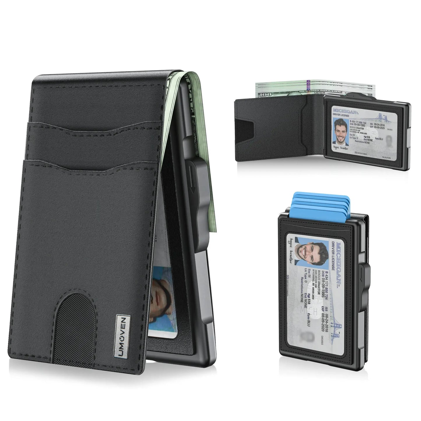 Wallet for Men - Pop Up Case, Cash Slot, and Credit Card Slot - Aluminum Wallet with RFID Blocking