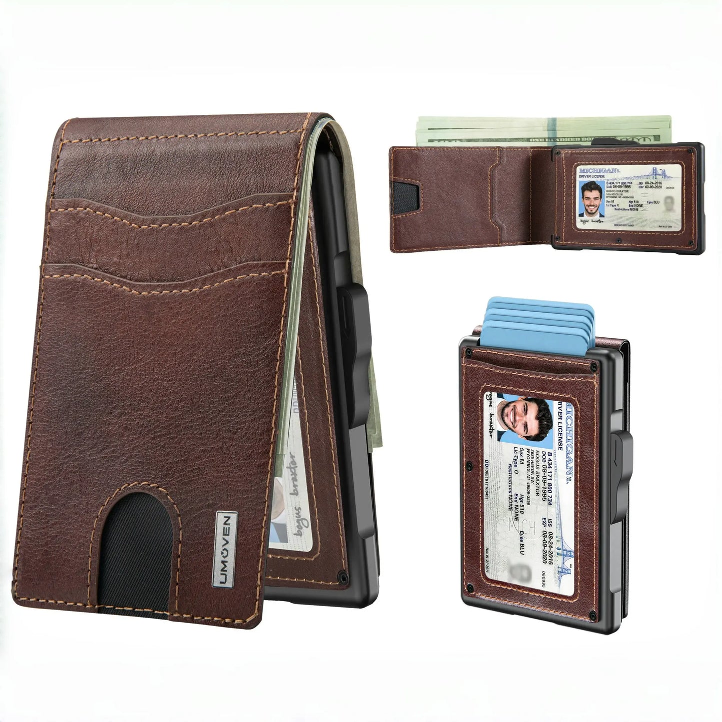 Wallet for Men - Pop Up Case, Cash Slot, and Credit Card Slot - Aluminum Wallet with RFID Blocking
