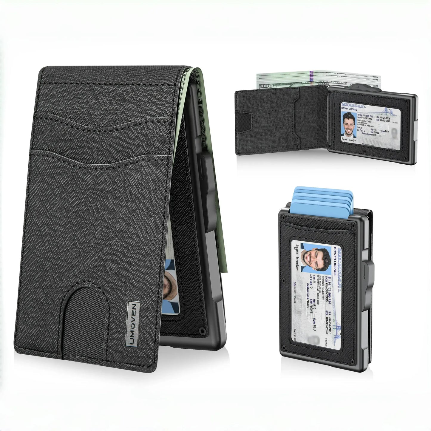 Wallet for Men - Pop Up Case, Cash Slot, and Credit Card Slot - Aluminum Wallet with RFID Blocking