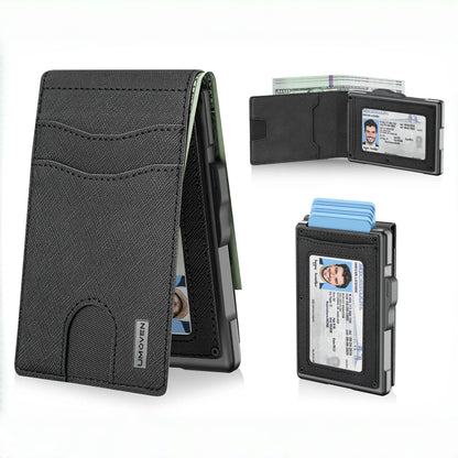 Wallet for Men - Pop Up Case, Cash Slot, and Credit Card Slot - Aluminum Wallet with RFID Blocking