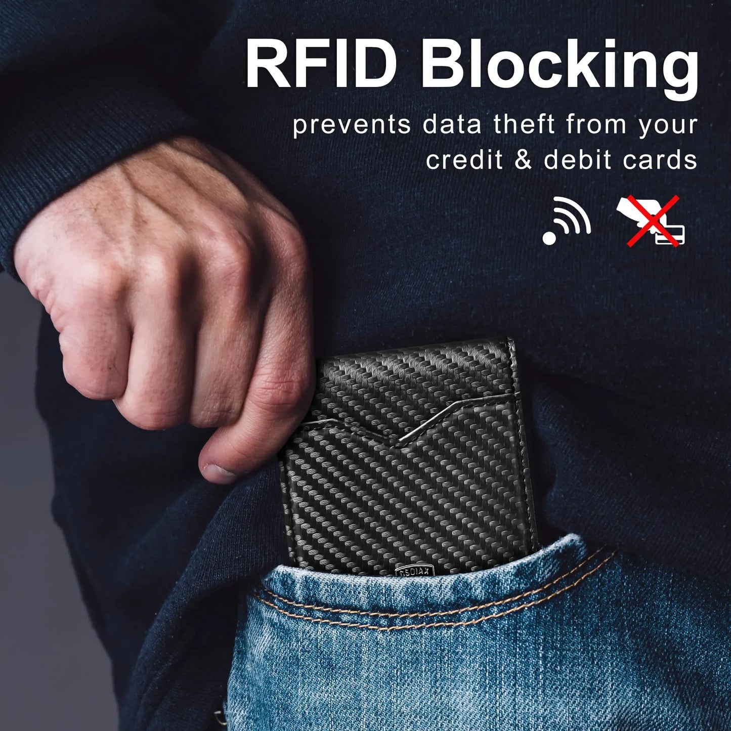 Slim Wallet for Men with 11 cardSlots Rfid Blocking Carbon Fiberwallets Bifold Credit Card Holder Minimalist Leather
