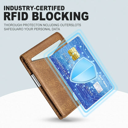Slim Wallet for Men with 11 cardSlots Rfid Blocking Carbon Fiberwallets Bifold Credit Card Holder Minimalist Leather