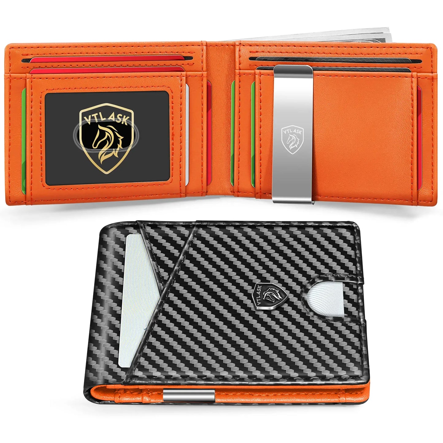 Slim Wallet for Men with 11 cardSlots Rfid Blocking Carbon Fiberwallets Bifold Credit Card Holder Minimalist Leather