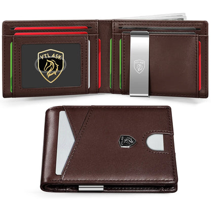 Slim Wallet for Men with 11 cardSlots Rfid Blocking Carbon Fiberwallets Bifold Credit Card Holder Minimalist Leather
