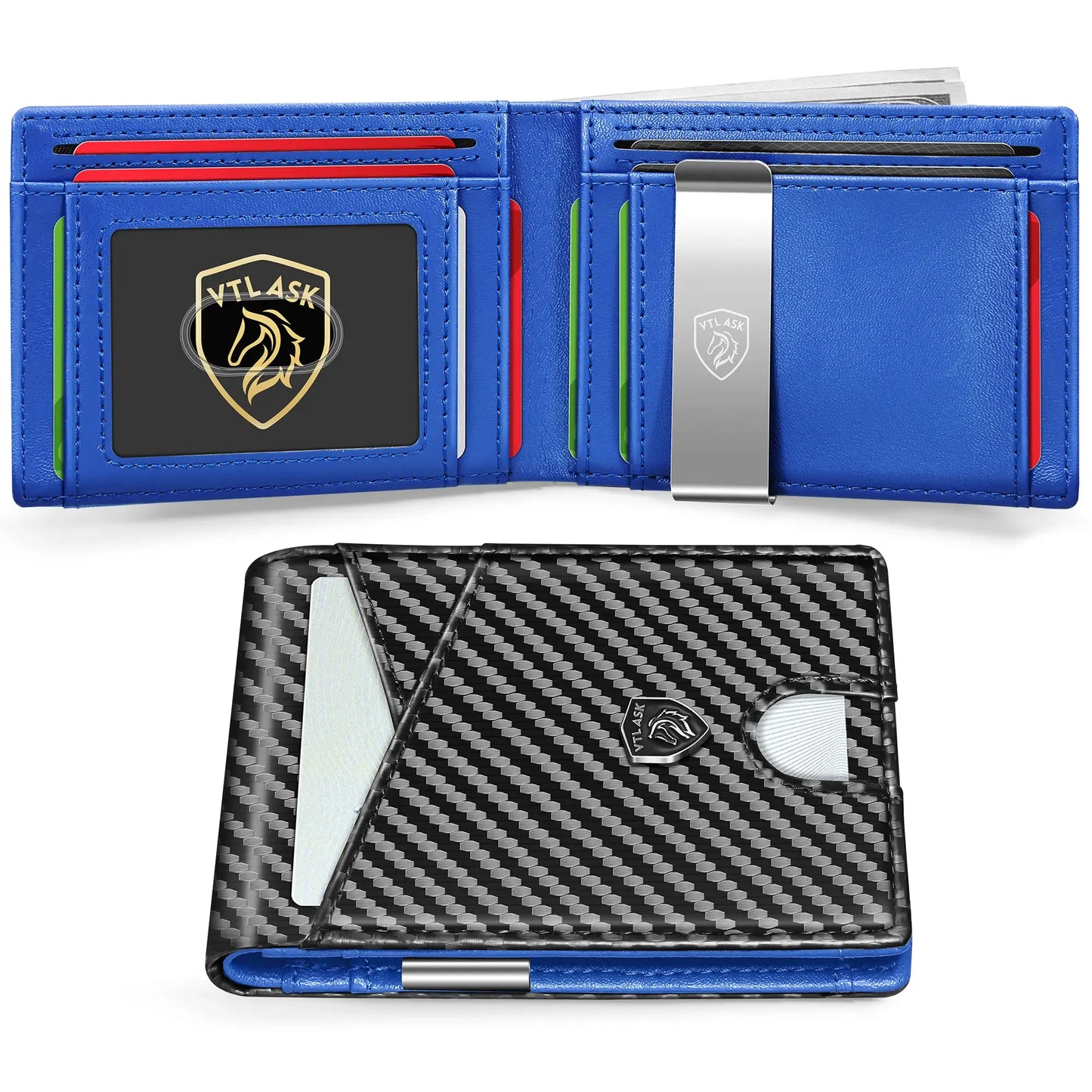 Slim Wallet for Men with 11 cardSlots Rfid Blocking Carbon Fiberwallets Bifold Credit Card Holder Minimalist Leather
