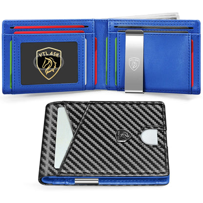 Slim Wallet for Men with 11 cardSlots Rfid Blocking Carbon Fiberwallets Bifold Credit Card Holder Minimalist Leather