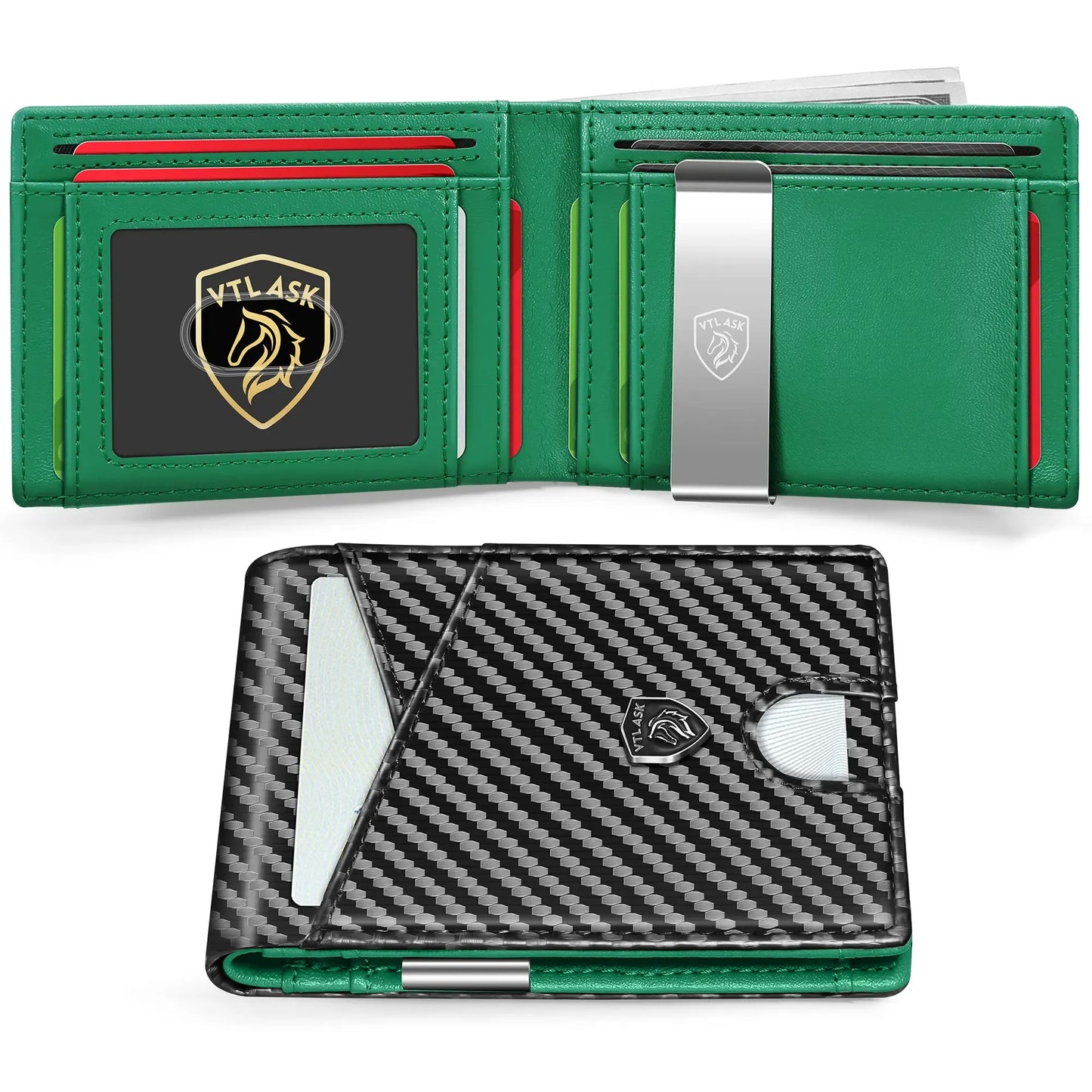 Slim Wallet for Men with 11 cardSlots Rfid Blocking Carbon Fiberwallets Bifold Credit Card Holder Minimalist Leather