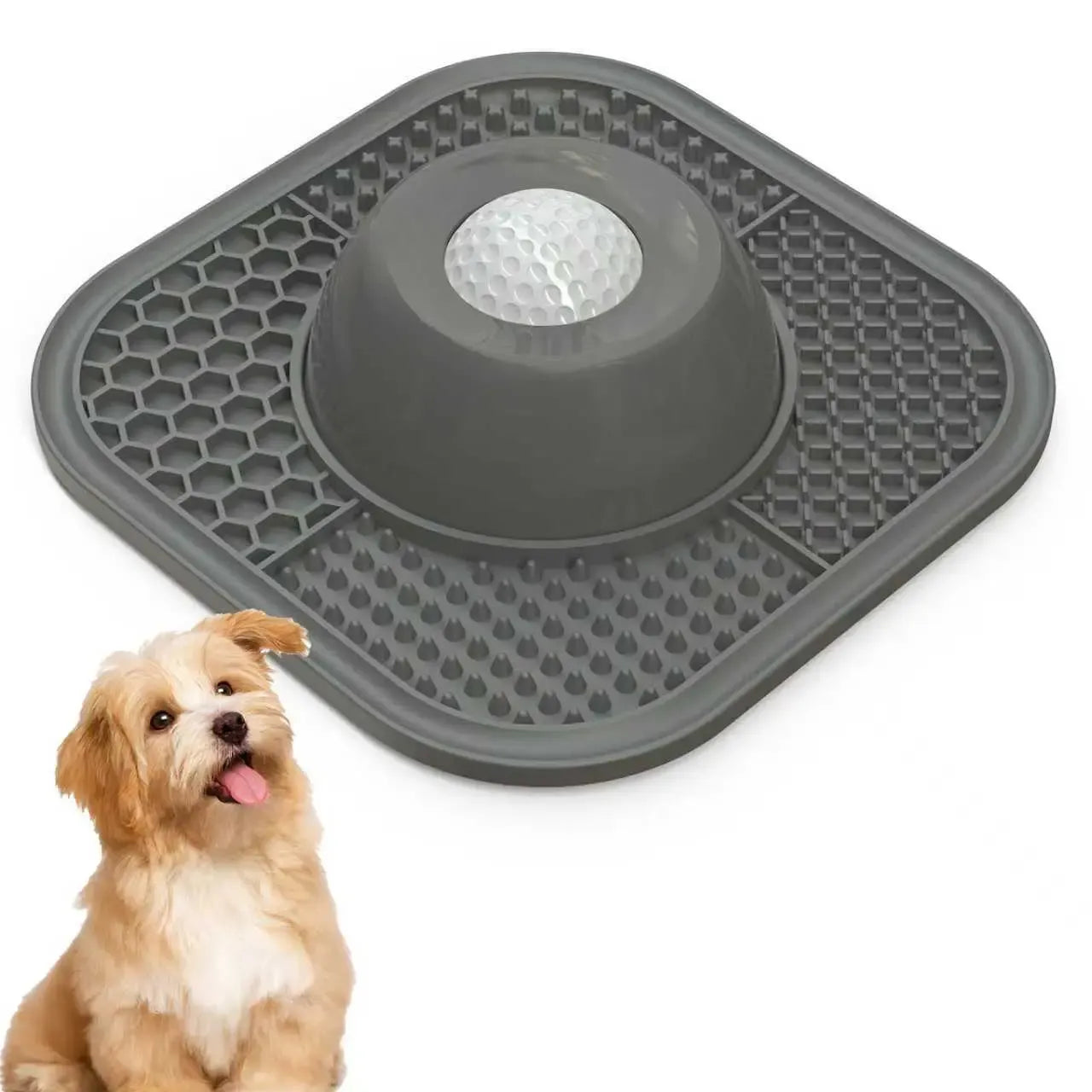 Slow Feeder Dog Bowls for Liquid Treat, Anti-Slip【Entertained Ball-in】 Bone Broth Dog Lick Bowl