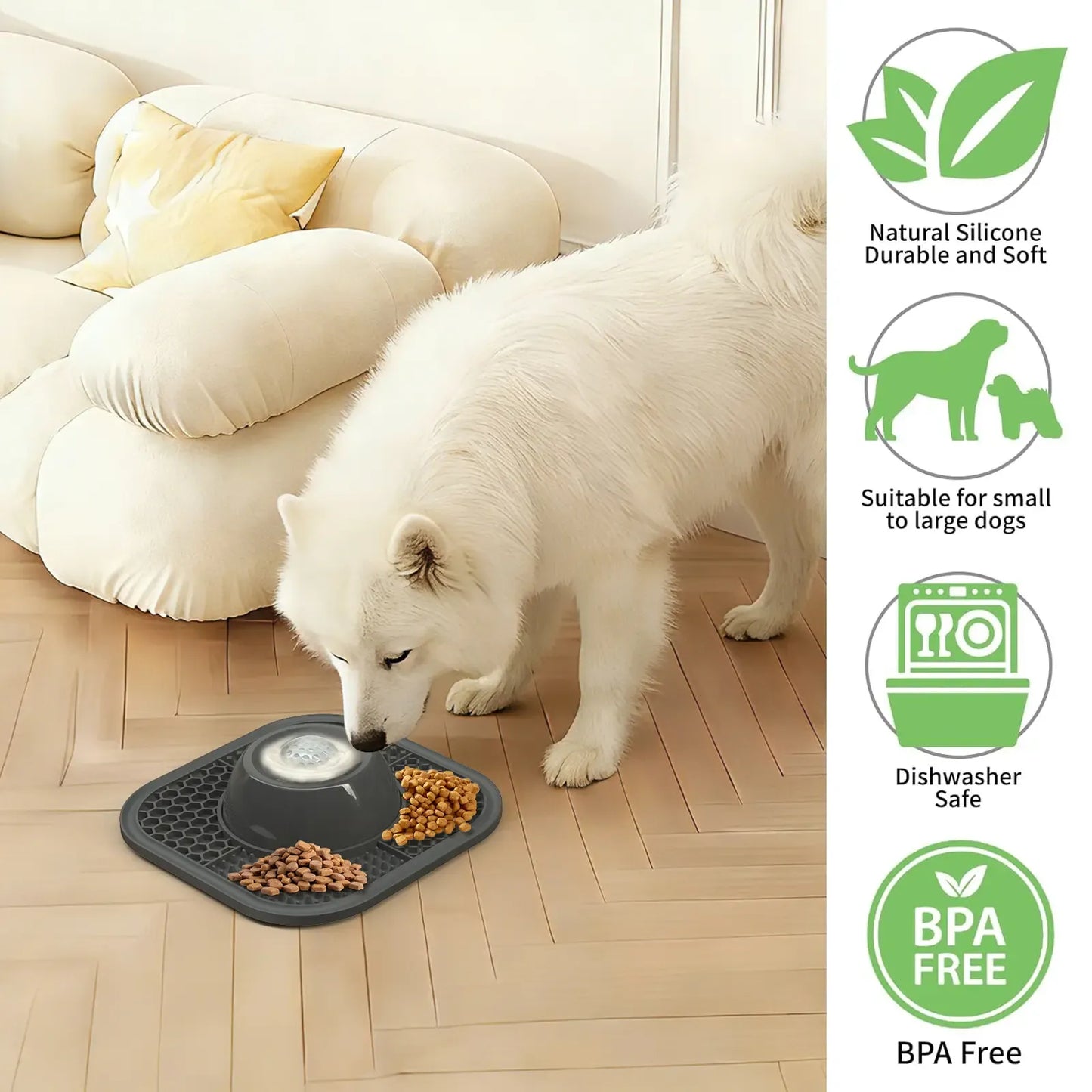 Slow Feeder Dog Bowls for Liquid Treat, Anti-Slip【Entertained Ball-in】 Bone Broth Dog Lick Bowl