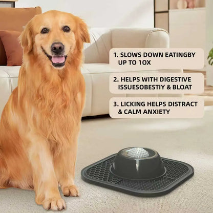 Slow Feeder Dog Bowls for Liquid Treat, Anti-Slip【Entertained Ball-in】 Bone Broth Dog Lick Bowl