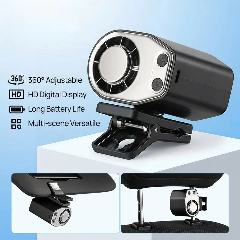 Semiconductor Cooling Clip-On Fan - Portable Clip Fan, Car Accessories, 360° Rotatable