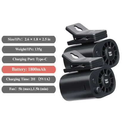 Semiconductor Cooling Clip-On Fan - Portable Clip Fan, Car Accessories, 360° Rotatable