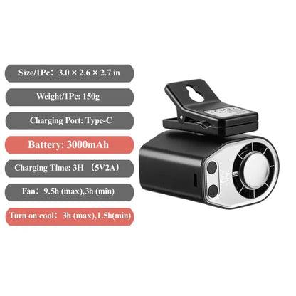 Semiconductor Cooling Clip-On Fan - Portable Clip Fan, Car Accessories, 360° Rotatable