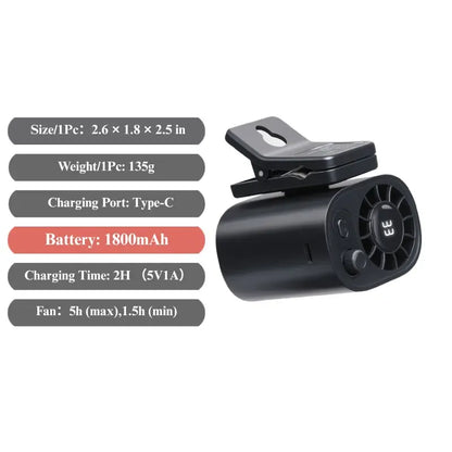 Semiconductor Cooling Clip-On Fan - Portable Clip Fan, Car Accessories, 360° Rotatable