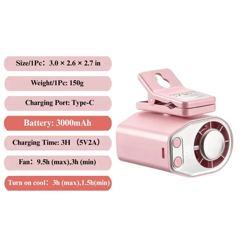 Semiconductor Cooling Clip-On Fan - Portable Clip Fan, Car Accessories, 360° Rotatable