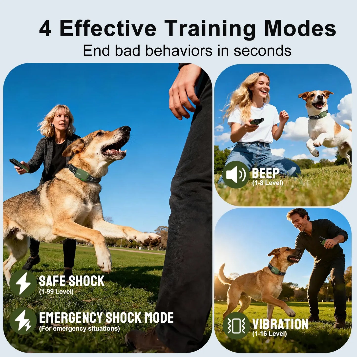 Dog Training Collar 4500FT Dog Training Behavior Aid, Remote IPX8 Waterproof with 4 Training Modes, Outdoor Rechargeable E-Collar