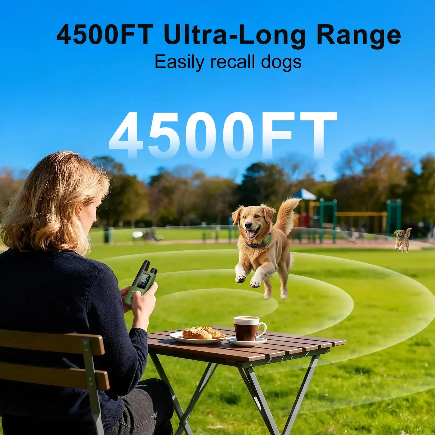 Dog Training Collar 4500FT Dog Training Behavior Aid, Remote IPX8 Waterproof with 4 Training Modes, Outdoor Rechargeable E-Collar