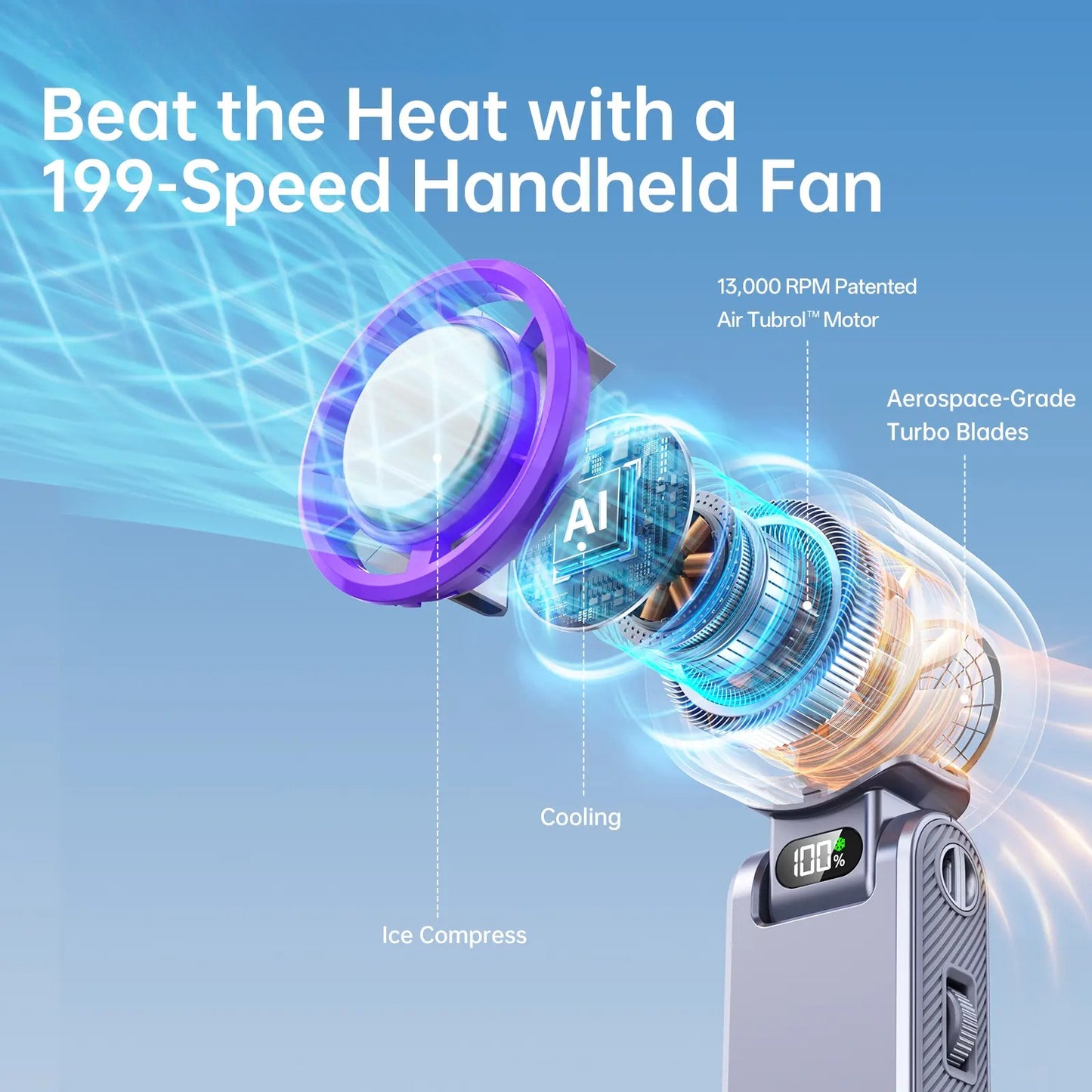 Portable fan Handheld High Speed Fan 199 Adjustable Levels Foldable for Summer  Travel Vacation Essentials& Outdoor Activities  cool fan