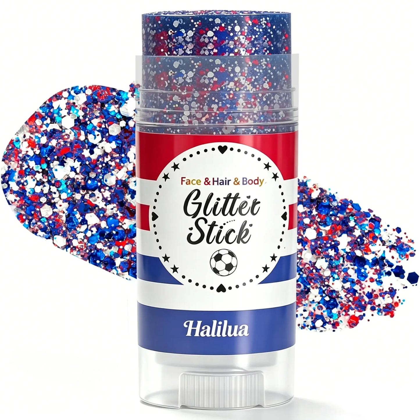 4th of July Glitter Stick | Red, White & Blue Body & Hair Sparkle for Independence Day Party, Festival & Fun Holiday Look