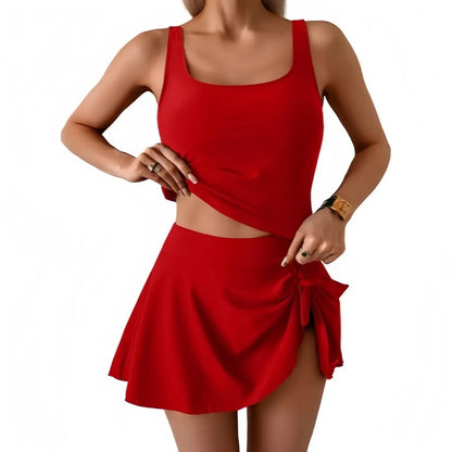 Tankini Swimsuit for Women Tummy Control Two Piece Bathing Suit High Waisted Tank Top with Swim Skirt Swimdress
