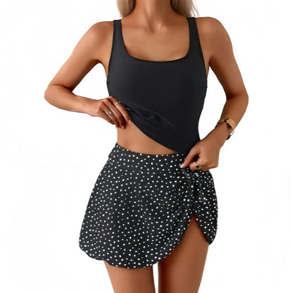 Tankini Swimsuit for Women Tummy Control Two Piece Bathing Suit High Waisted Tank Top with Swim Skirt Swimdress