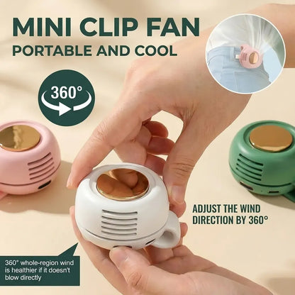 Mini Bladeless Fan. Portable, rechargeable, and silent. Features 3 adjustable speeds