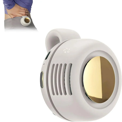 Mini Bladeless Fan. Portable, rechargeable, and silent. Features 3 adjustable speeds