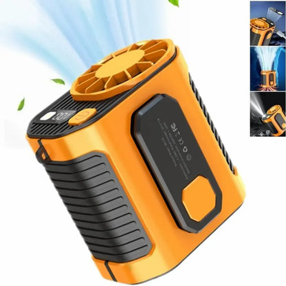 Personal Waist Portable Rechargeable Fan, 5000mAh Battery Power bank, 10 Speeds 5300RPM Airflow, LED Light