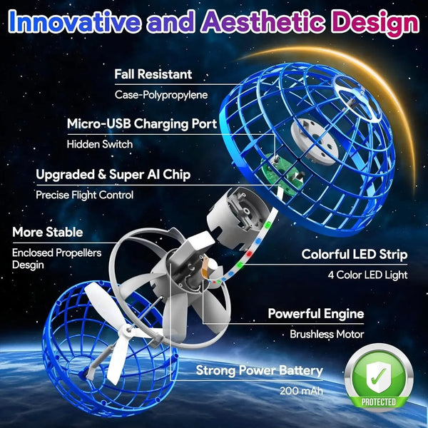 2026 Cosmic Flying Orb Hand Controlled Boomerang Hover Drone ， Galactic Fidget Spinner + Outdoor Fun
