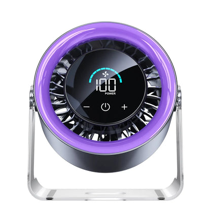 Desktop Fan Turbo Table Fan Travel Vacation Essentials for Office 100-Speed Digital Display Low Noise Rechargeable Battery Dual Adjustment Modes Quiet Cooling Quiet Desk Fan Portable