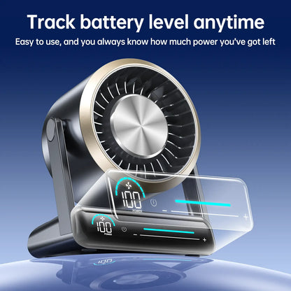Desktop Fan Turbo Table Fan Travel Vacation Essentials for Office 100-Speed Digital Display Low Noise Rechargeable Battery Dual Adjustment Modes Quiet Cooling Quiet Desk Fan Portable