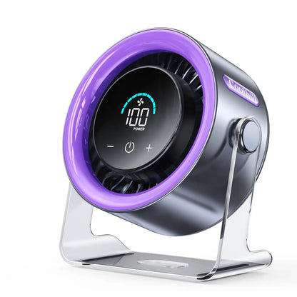 Desktop Fan Turbo Table Fan Travel Vacation Essentials for Office 100-Speed Digital Display Low Noise Rechargeable Battery Dual Adjustment Modes Quiet Cooling Quiet Desk Fan Portable