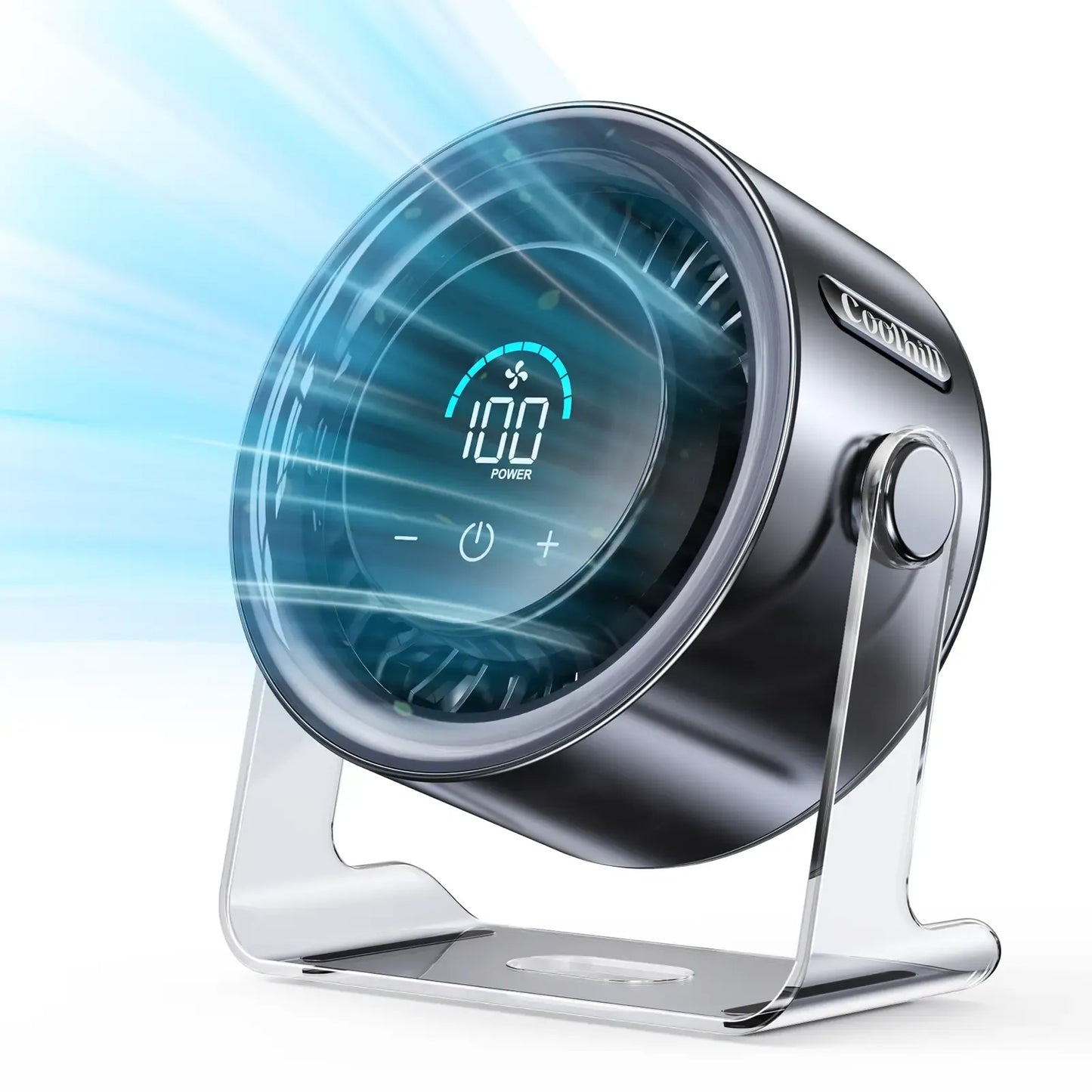 Desktop Fan Turbo Table Fan Travel Vacation Essentials for Office 100-Speed Digital Display Low Noise Rechargeable Battery Dual Adjustment Modes Quiet Cooling Quiet Desk Fan Portable