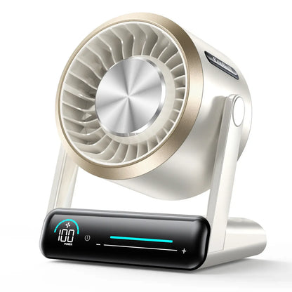 Desktop Fan Turbo Table Fan Travel Vacation Essentials for Office 100-Speed Digital Display Low Noise Rechargeable Battery Dual Adjustment Modes Quiet Cooling Quiet Desk Fan Portable