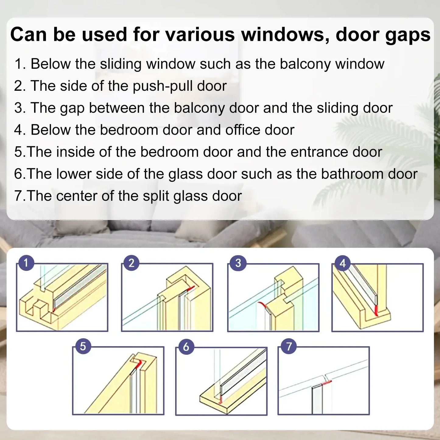 16.4Ft Door Weather Stripping, (1.38in Width) Weather Stripping Door Draft Stopper Adhesive Seal Strip Anti Draft Insulation Tape for Doors Windows and Shower Doors